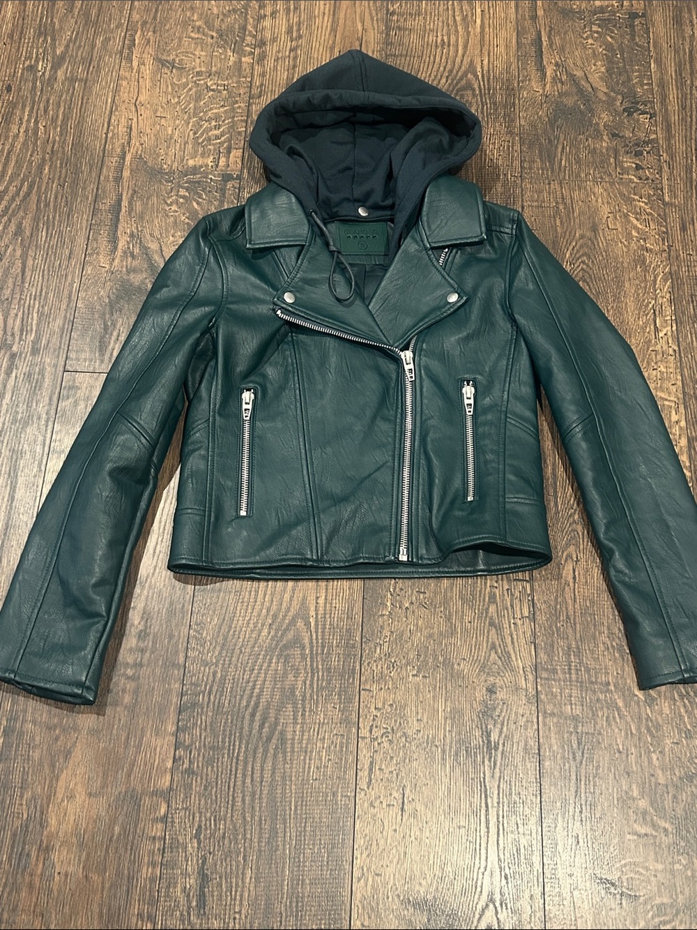 Blank NYC Dark Green Leather Moto Jacket